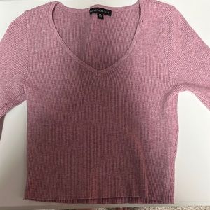 Dark Pink Long Sleeve Crop Top
